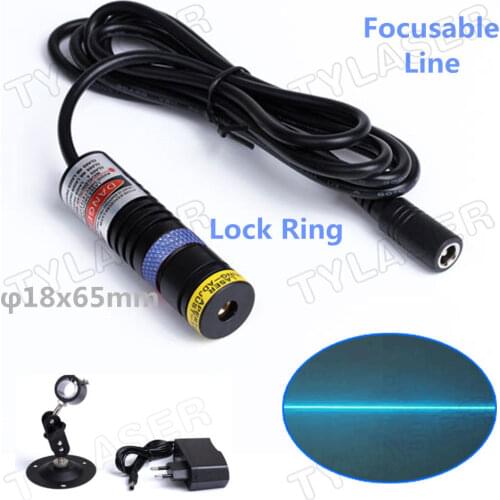 Focusable D18*65 488nm 10mw 20mw 30mw 60mw Laser Line Module (FREE with EU Adapter ) for Wood Cutting