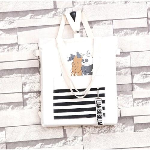PURFAY panda Canvas Women Shoulder Bag Cotton Tote Shopper Bag Eco Reusable Shopping Bag Handbag Cloth Backpack