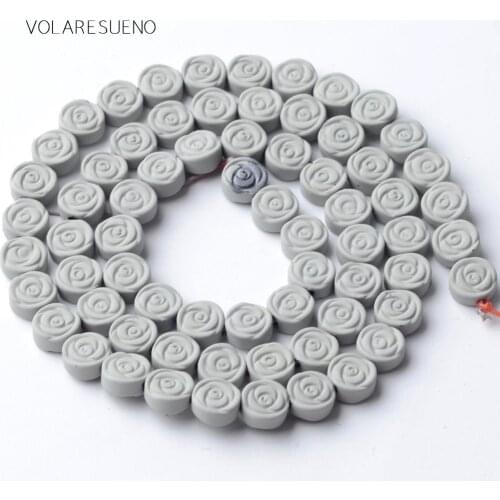 Natural Stone Grey Hematite Stone Rubber Matte Round Petal Beads For Jewelry Making 6mm Space Loose Beads Diy Bracelet Strand15"