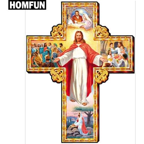 HOMFUN Full Square/Round Drill 5D DIY Diamond Painting "Jesus cross" Embroidery Cross Stitch 5D Home Decor Gift A06862