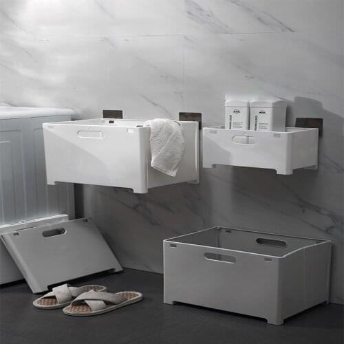 Clothes Storage Basket Wall-Mounted Foldable Dirty Clothes Basket Wall-Mounted Household Bathroom Toilet Dirty Clothes Basket