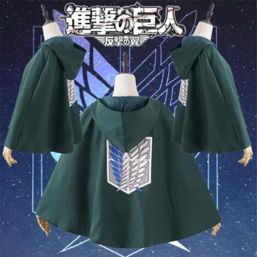 Cosplay Cosroad Attack on Titan Cloak Scouting Legion Shingeki No Kyojin Pendant Necklace Wings Anime Green Cape Hoodie