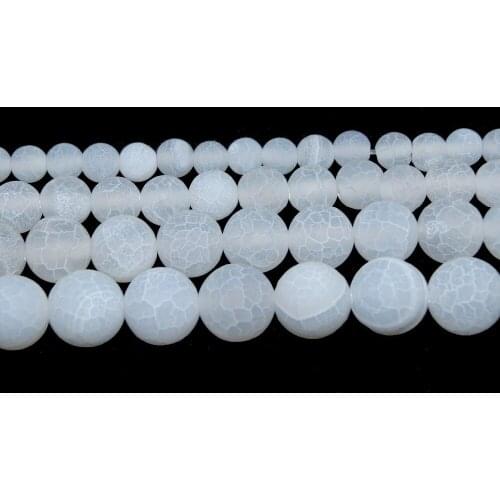Natural Stone Frost Crab White Agates Round Beads 4 6 8 10 12 MM Pick Size For Jewelry Making Charm DIY Bracelet Necklace