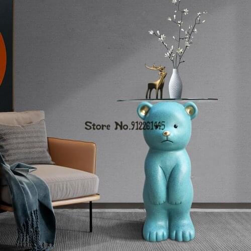 Nordic cute little bear round table sofa deck side table modern creative designer net red light luxury movable corner table