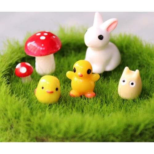 Chicken Chick Egg Mini Rabbit Easter Nest Small Pasture Statue Figurine Micro Crafts Ornament Miniatures DIY Home Garden Decor