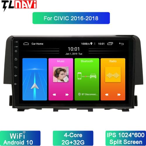 Android 10 For HONDA-CIVIC 2016 2017 2018 2019 Multimedia Stereo Car DVD Player Navigation GPS Radio