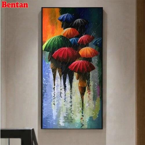 Diamond Painting Abstract umbrellas, crowd in the rain 5D Embroidery Set DIY Home Decoration Round Square Diamond Mosaic Gift