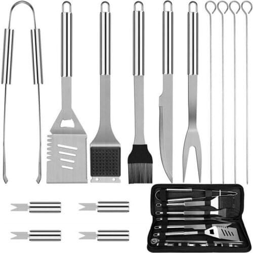 Stainless Steel BBQ Grill Tool Set Barbecue Accessories Portable BBQ Tools Kit W/ Carrying Case Camping Outdoor Cooking Utensil