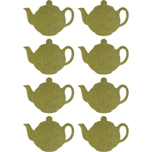 3.8x2.6cm Teapot gold glitter sticker label