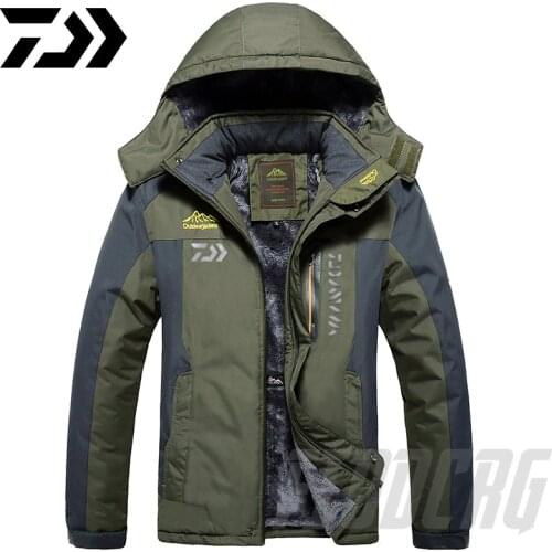 2020 New DAWA Thick Fishing Jacket Winter Waterproof Fishing Clothing Men Warm Fleece Cycling Fishing Coat Oversized Size M-9XL