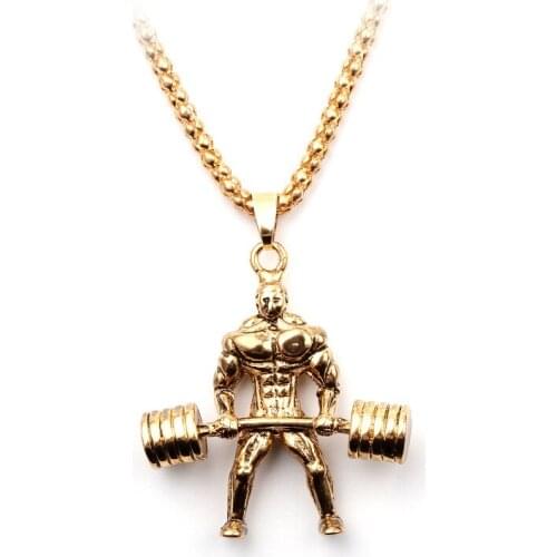 New Classic Charm Sport Style Dumbbell Pendant Fitness Necklace Weight Lifting Pendant Necklace Suitable for Male Fitness Lovers