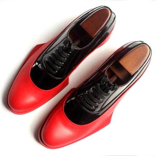 New style High Quality White Red Formal Dress Shoes Full Grain Leather Mens Oxfords Fashion