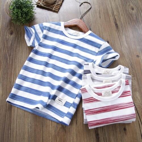 Boys Clothes Summer New Children Clothing Kids Boys Striped Tee Shirt Clothes Children Cotton Short-sleeved Pullovers Top Tees