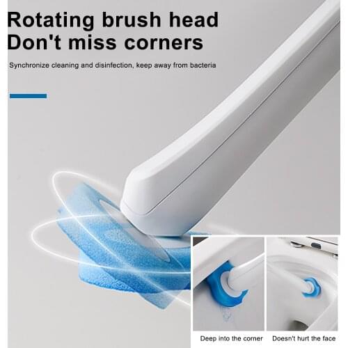 Disposable 8/16Pcs Heat No Dead Corner Cleaning Brush Cleaner With Long Handle Replaceable Brush Head And Plunger Soft Hotel