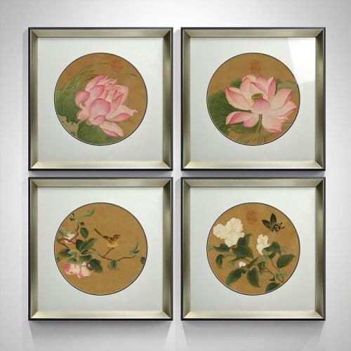 Traditional Chinese Posters And Prints Wall Art Canvas Painting Ink Lotus Pictures For Living Room Wall Decoration Frameless