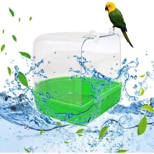 Bird Shower Box Plastic Clear Parakeet Bathing Tub Parrot Bath Box Parrot Bathtub Transparent Bird Water Bath Tub Pet Product
