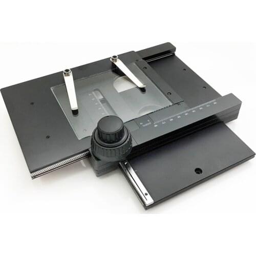 XY axis longitudinal and transverse moving microscope stage, glass transparent panel, band clamp