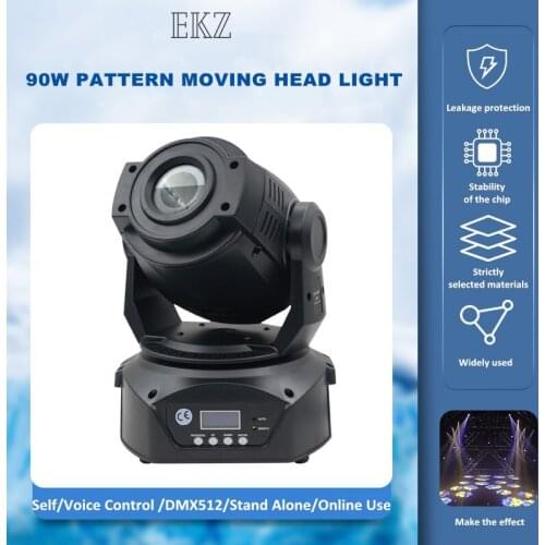 Professional Disco 90W LED Pattern Moving Head Light DMX512 Stage Effect Party Show Light DJ Wedding Club Bar Beam Light Concert