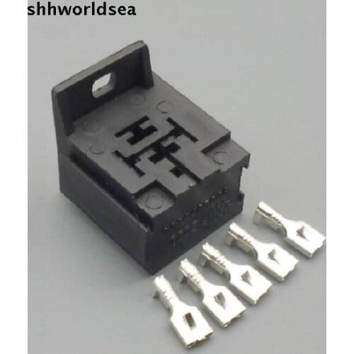 Shhworldsea 6.3MM car auto Relay Mount Holder Base suit 4 pin 5 pin automotive relays connector plug auto relay socket 12V 24V