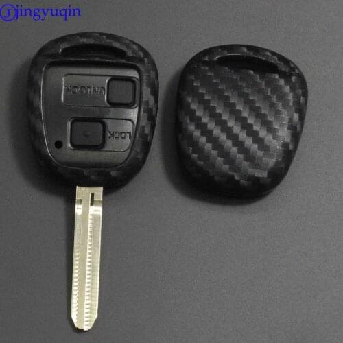 Jingyuqin Carbon Fiber Silicone Car Remote Key Case Cover For TOYOTA CAMRY RAV4 Corolla PRADO YARIS Dropship Carbon Silicone