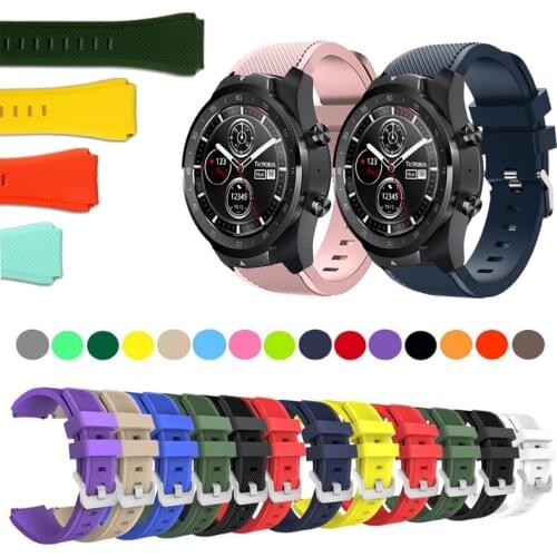22mm Silicone Watch Band Metal Clasp Strap for Ticwatch Pro 3 E2 S2 GTX Replacement Bracelet
