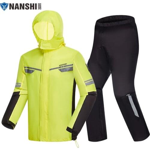 Reflective Motorcycle Raincoat Split Rain Suit Capa de Chuva Moto Waterproof Impermeable Combinaison Pluie Moto NANSHI