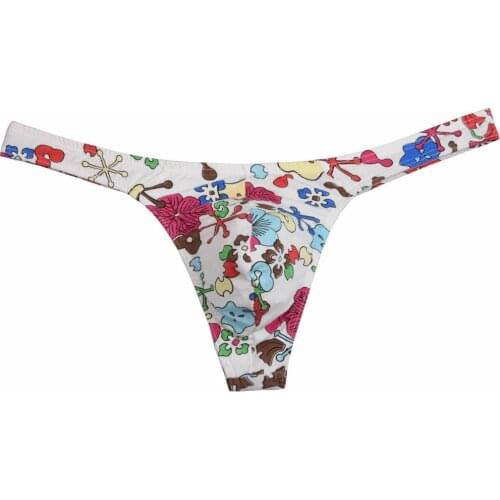 Sexy Flowery Printing Comfy Cotton New Arrival Bikini Mens Thongs&G-Strings Fashion Male Thong Underwear Men Tanga Cool T-Back