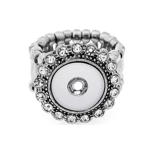 Vintage Crystal DIY elastic adjustable snaps ring fit 12mm metal snap buttons womens fashion jewelry Mens ring