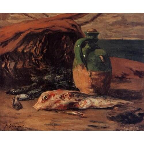 High quality Oil painting Canvas Reproductions Still life with red mullet and jug (1876) by Paul Gauguin hand painted