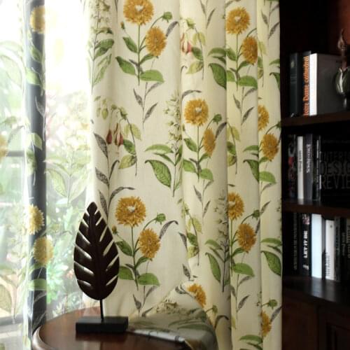 Pastoral Curtains for Living Room Bedroom Floral Printed Sheer Curtain American Blinds Insulating Drapes Window Treatment Decor