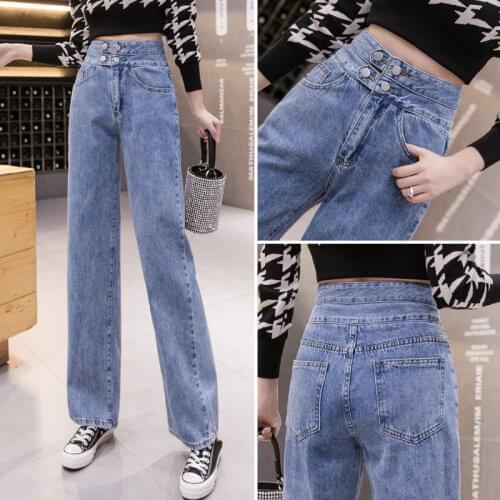 Woman Jeans Pants High Waist Autumn Loose Straight Pantalones Vaqueros Mujer