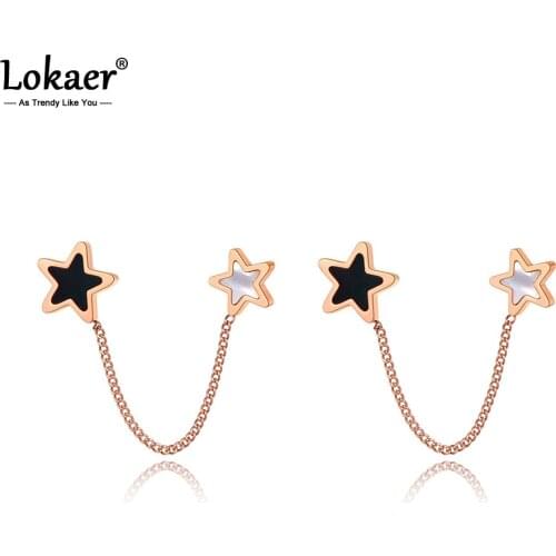 Lokaer Trendy Stainless Steel Double Star Bohemia Party Earrings For Women Original Design Acrylic Shell Earring Jewelry E20302
