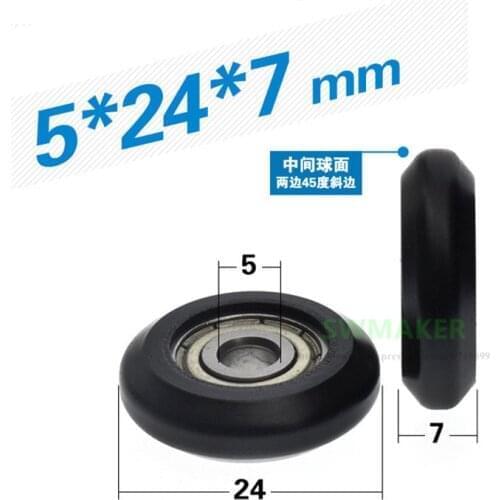 10pcs 5*24*7mm Spherical Cam Wheel, 625 Bearing Pulley Track Wheel for 3D Printer Engraving Machine EU 2020 Aluminum Profile