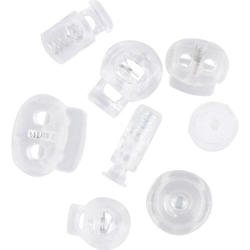 10pcs Cord Lock Plastic Stopper Cord Ends Toggles Clip Buckle Transparent Clear Frost Shoelace Sportswear DIY Bag Accessories