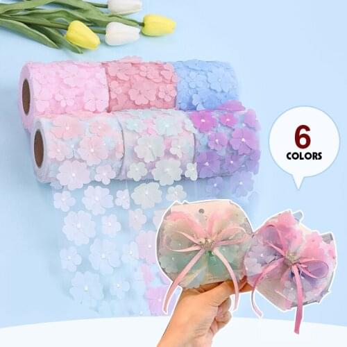 10 Yards Tulle Roll Gradient Colors 3d Flowers Mesh Ribbon Diy Handmade Craft Tutu Bowknot Wedding Birthday Decor Fabric