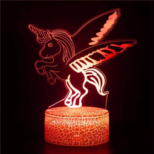 3d light for flying unicorn baby night light color changing USB battery cute pet animal horse LED light USB desk lamp gift