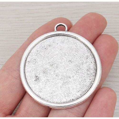 6 x Tibetan Silver Round Frame Geometry Bezel Blank Necklace Pendants Tray Cameo Cabochon Base Setting Jewellery Necklace Making