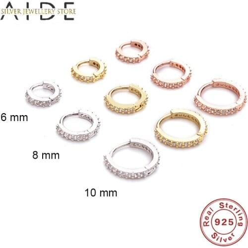 AIDE 6mm/8mm/10mm Zircon Nose Ring Hoop Ear Tragus Cartilage Nose Piercing Earrings Gold/Silver Color Sexy Body Jewelry Nariz