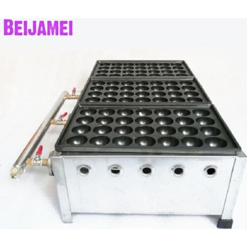 BEIJAMEI snack food machinery LPG takoyaki maker fish ball machine commercial takoyaki pan gas maker three plate
