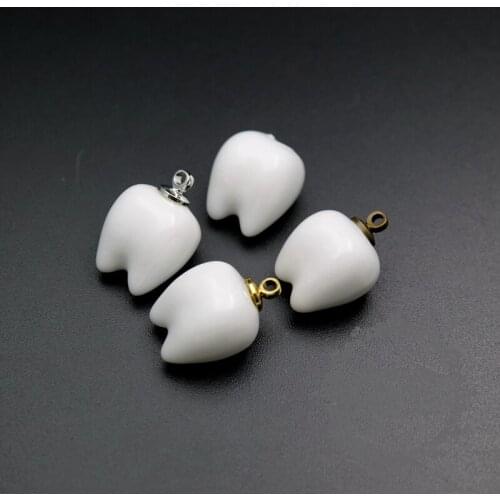 13x13x12mm white ceramic tooth with bronze,silver gold bail fashion women pendant charm supplies 1800279