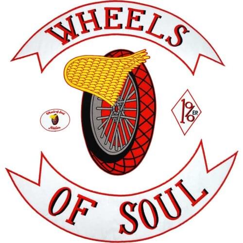 Winged Wheel OF SOUL large Embroidered punk biker Patches Clothes Stickers Apparel Accessories Badge 5PCS/SET