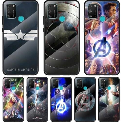Avengers Captain America Tempered Glass Cover For Honor 30 20 10 9X 8X Pro Plus Lite Silicone Phone Case Coque