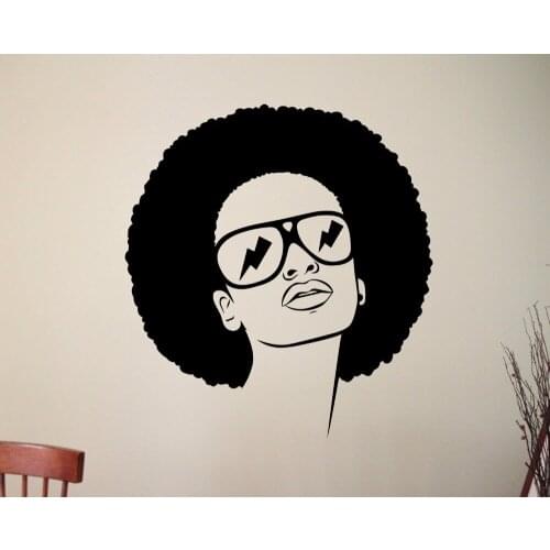 Black Girl Sticker Sexy African Woman Face Vinyl Wall Decal Night Club Beauty Salon Decor Hairdresser Wall Art Stickers A781