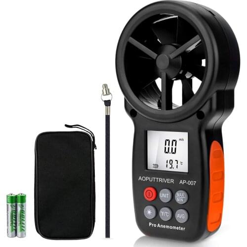 Digital Anemometer ,Velometer, Anemometer for HVAC with Wind Speed, Temperature and Backlit Air Flow Meter for Shooting, Surfing