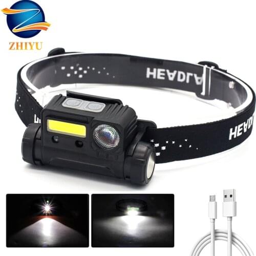 COB Rechargeable headlamp white and red light work light induction strong headlight led flashlight with strong magnetic fishing
