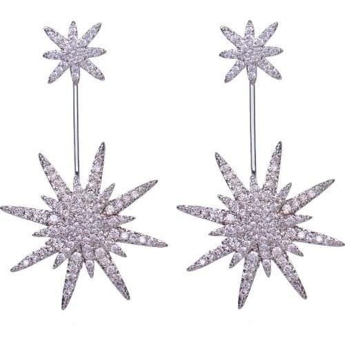 Bettyue Brand Fashion Charm AAA Cubic Zircon White Gold Color Star Shape Jewelry Earrings For Woman Florid Wedding Party Gift