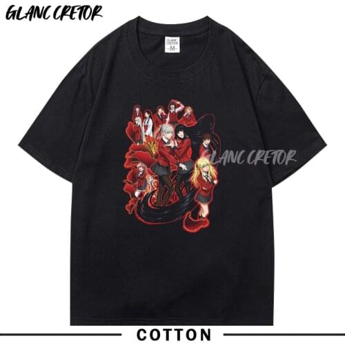 Hot Anime Kakegurui Fashion Cartoon T Shirt Men Summer Harajuku T-shirt Graphic Streetwear Tshirt Hip Hop Top Tees Male