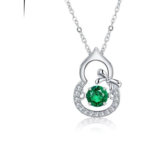 Gourd Shape 925 Sterling Silver Necklace Lab Grown Emerald Pendants Jewelry For Gifs