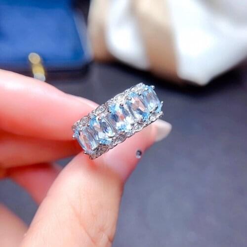 100% Natural Light Blue Topaz Ring for Daily Wear 4mm*6mm VVS Grade Topaz Silver Ring 925 Silver Topaz Jewelry