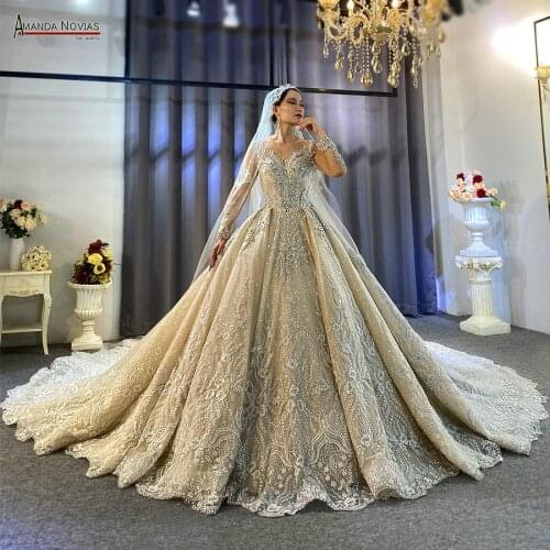 Amanda Novias 2020 collection heavy beading work wedding dress 100% actual photos not with veil